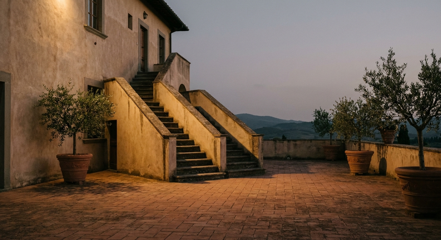 Terrace and terracotta — dusk needing no words