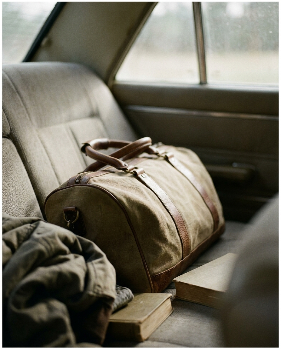 A bag in the back seat