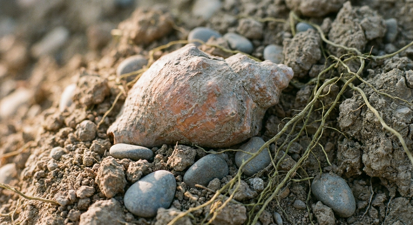 Fossil in the soil — the sea left underfoot